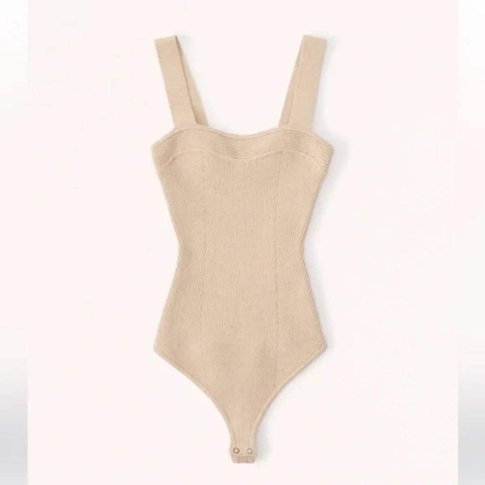Abercrombie & Fitch Beige Tan Ribbed Sweater Bodysuit - Picture 3 of 4